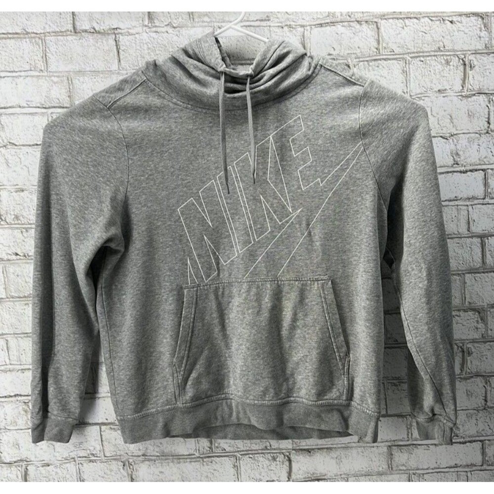 Nike Men's Big Logo Hoodie XL Gray White Pullover Sweatshirt Made in Pakistan